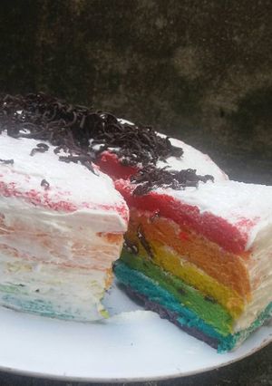 Foto resep Rainbow cake kukus simple