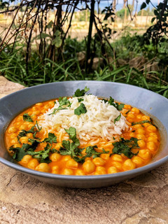 Una foto de Chana masala de garbanzos al curry