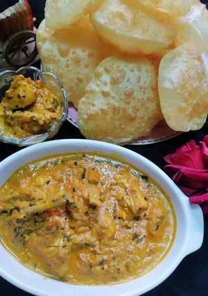 মেথি মুর্গ মালাই সাথে ফুলকো লুচি (Methi murgh phulko luchi recipe in Bengali) রেসিপির প্রধান ছবি