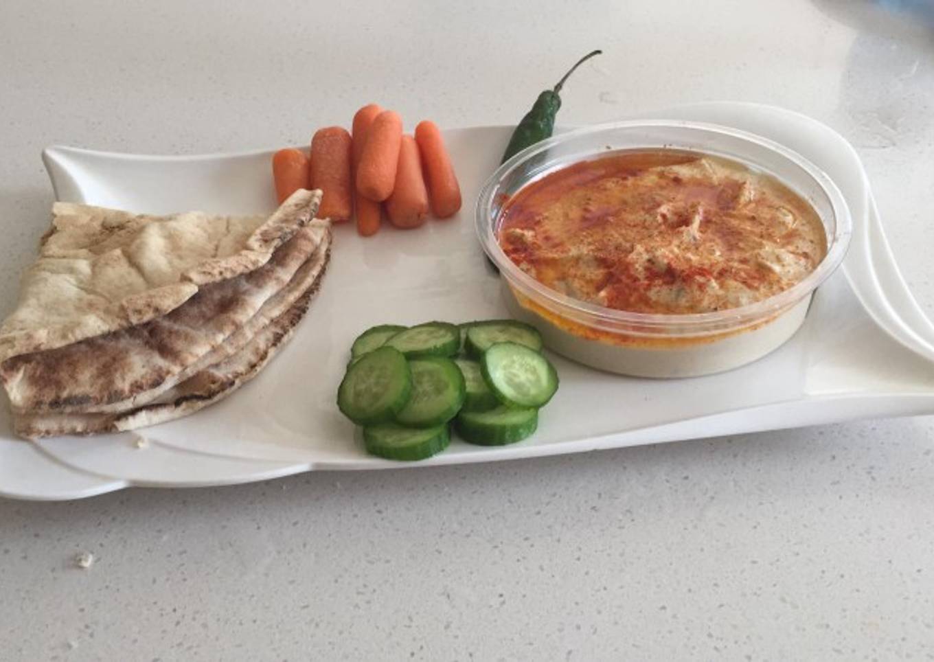 Hummus with fried chili sauce