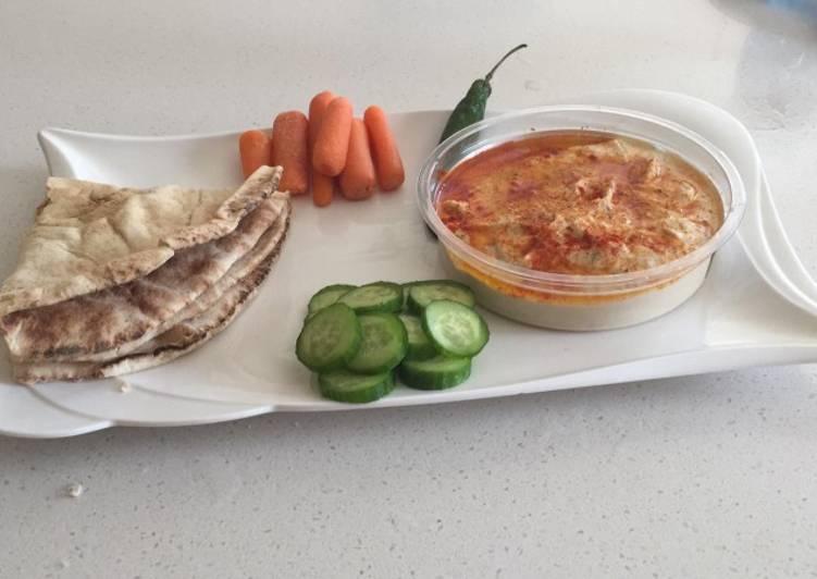 Easiest Way to Make Speedy Hummus with roasted chilli paste