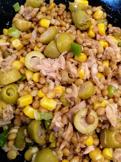 Una foto de Ensalada de lentejas con vinagreta de mostaza