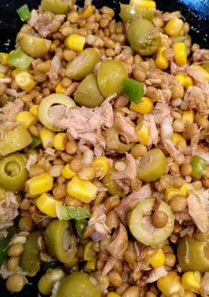 Una foto de Ensalada de lentejas con vinagreta de mostaza
