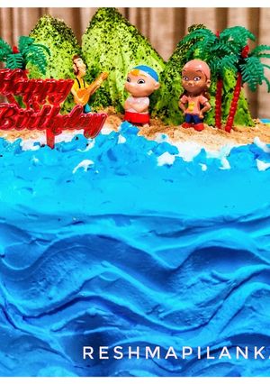 A picture of Neverland themed eggless Chocolate cake.