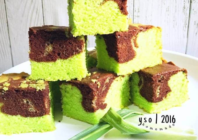 Resep Bolu Pandan Cokelat Lembut A K A Marmer Pandan Cokelat Oleh Y S O