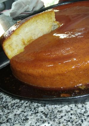 Una foto de Flan de banana
