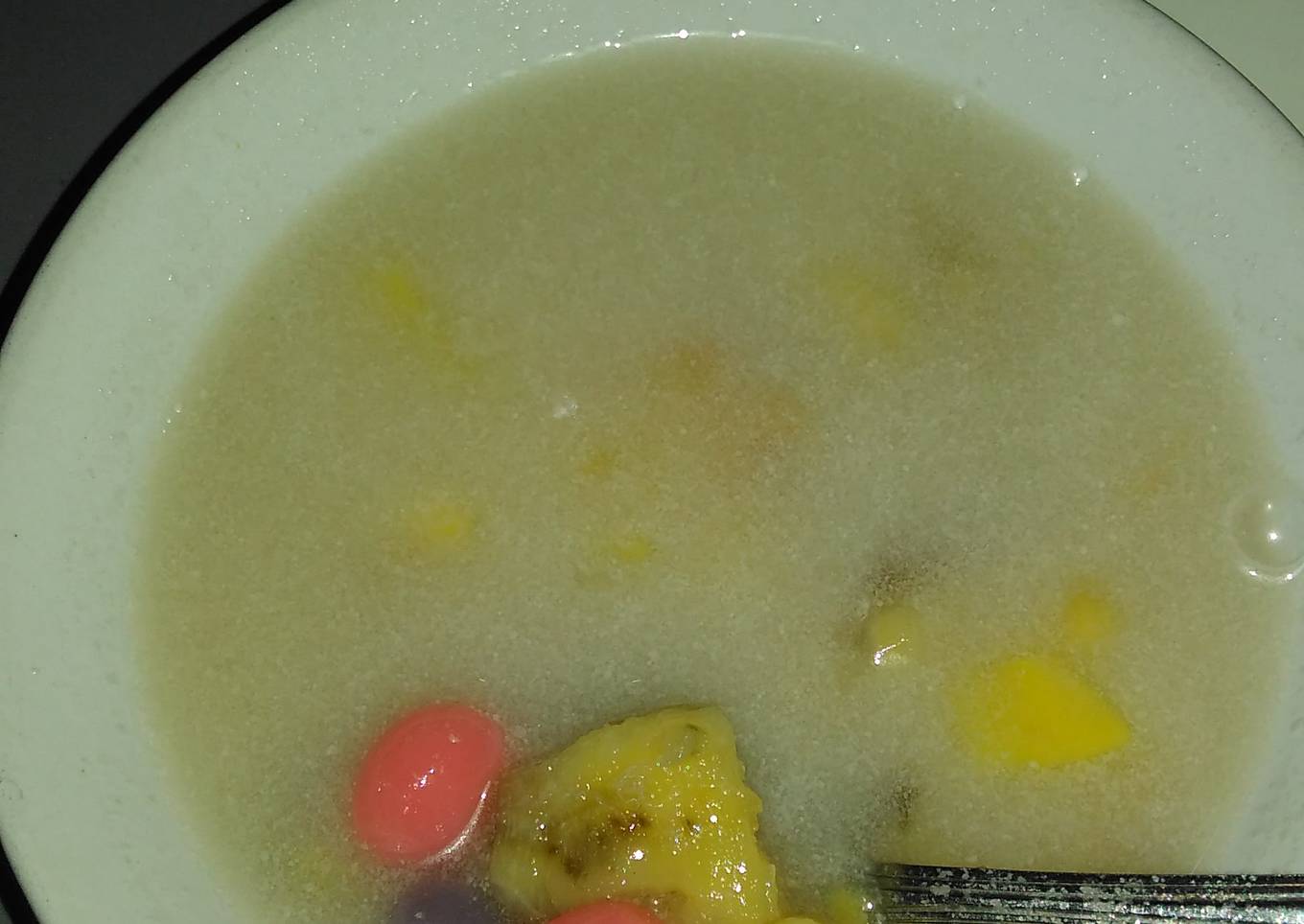 Kolak pisang istimewa bola pelangi