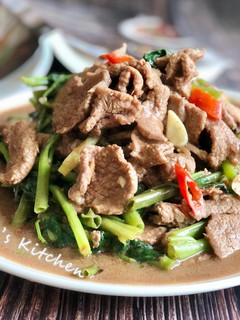 沙茶牛肉 (沙茶牛肉炒空心菜) 的食譜成品照片