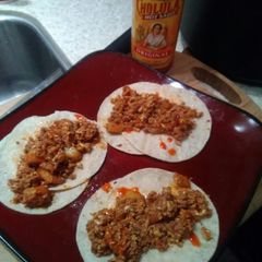 A picture of Chorizo breakfast tacos.