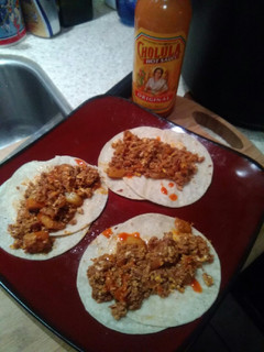 A picture of Chorizo breakfast tacos.