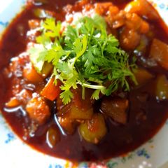 Kacche tamatar ki sabzi A picture of Kacche tamatar ki sabzi.