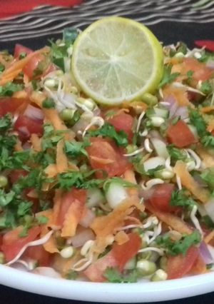 A picture of Sprouted Moong Bean salad.