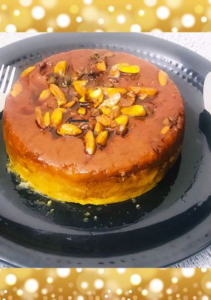 A picture of Caramelised Nuts bread pudding.