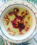 Crema de melón con jamón ibérico y nueces