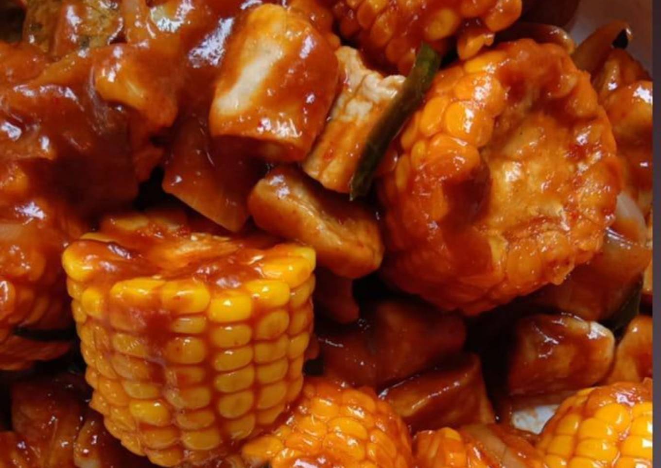 Jagung otak-otak saos padang