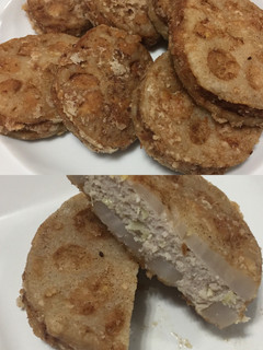 A picture of Fried Lotus Root with Filling.