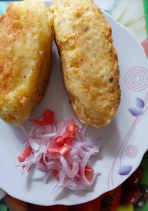 Una foto de Papa rellena de morcilla