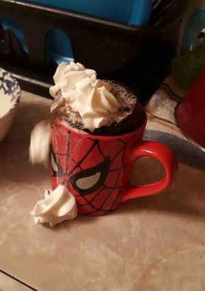 A picture of microwave molten lava mug cake.