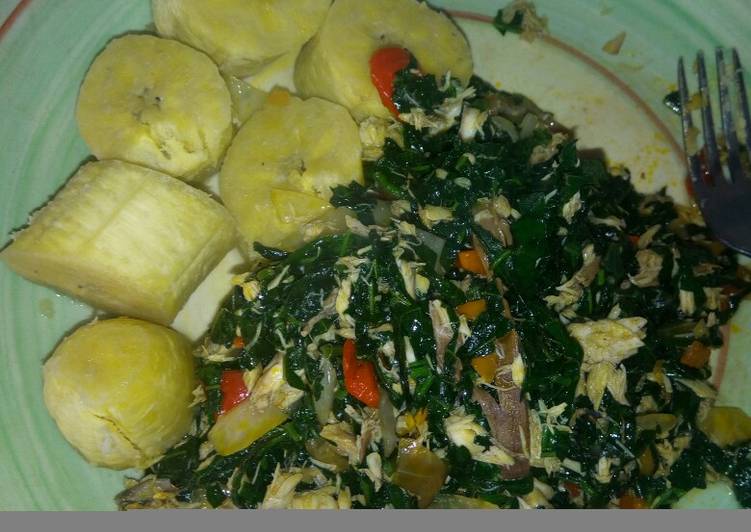 Easiest Way to Prepare Speedy Unripe plantain and ugu sauce