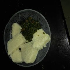 A picture of Ugali and khale with spinach.