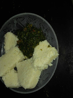 A picture of Ugali and khale with spinach.