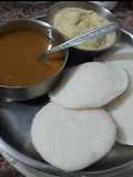 Rice Idli with coconut chutney and Sambhar
