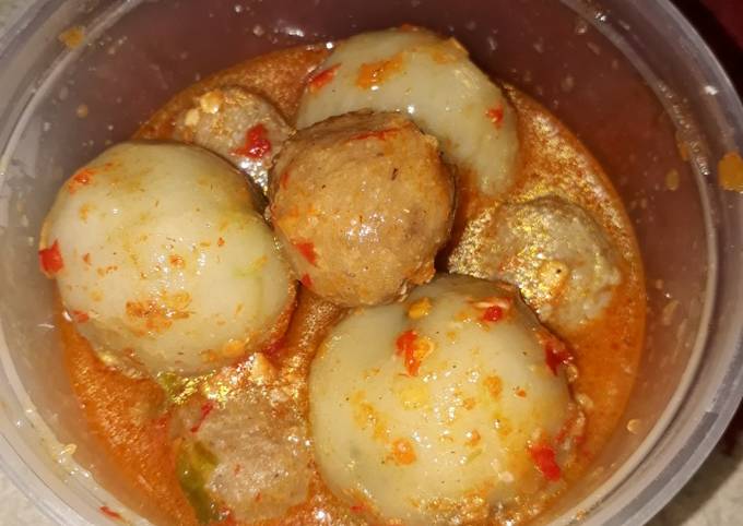 Resep Cilok+baso kuah pedas Anti Gagal