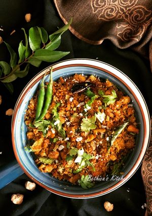 A picture of Soya Bean Thoran - Kerala style.