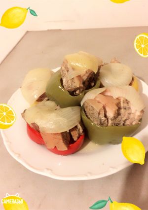 Hình của món Thịt ba chỉ nhồi ớt chuông.