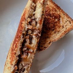 Classic American Diner Patty Melt with Caramelized Onions A picture of Classic American Diner Patty Melt with Caramelized Onions.