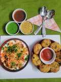 Rice tikki chat (leftover from rice and sukhi aloo bhaji)