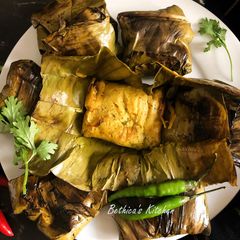 A picture of Sweet Corn Paturi (Corn cooked in Banana Leaf - Bong style).