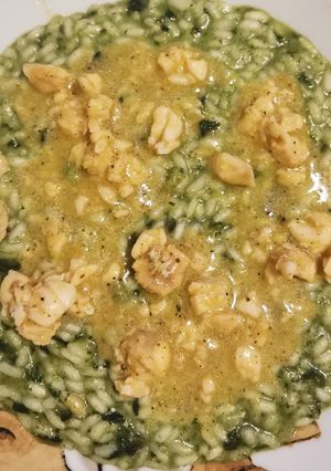 Foto di Risotto con crema coste, gallinella rosolati con succo arancia
