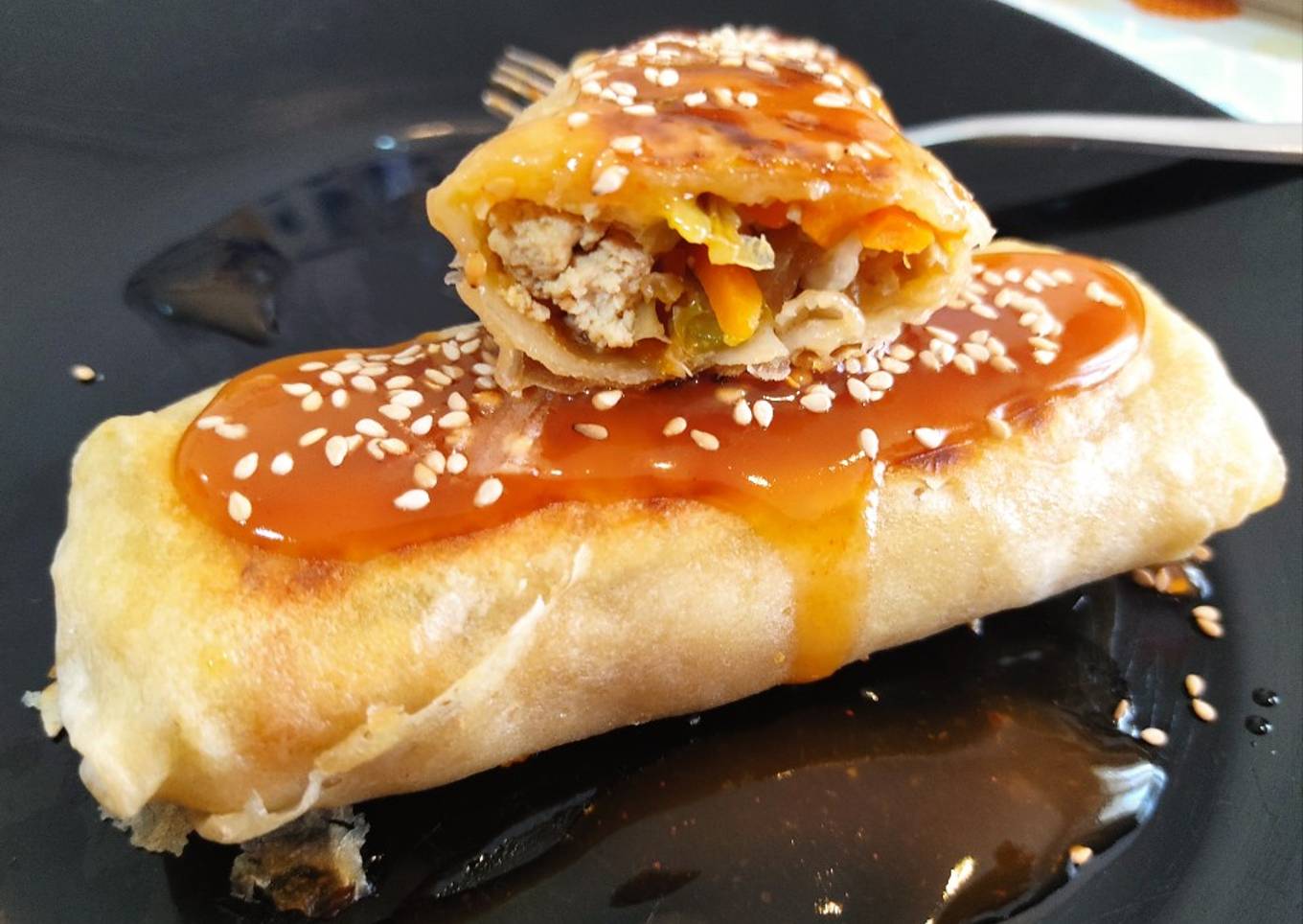 Rollitos primavera vegan con salsa agridulce