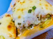 Una foto de pastel de puerros gratinados