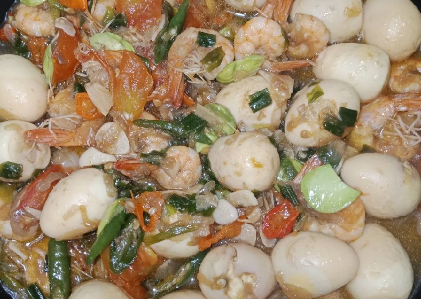 Oseng Telur Puyuh, Udang, Pete