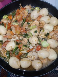 Foto resep Oseng Telur Puyuh, Udang, Pete