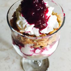 A picture of Jamun Compote and Homemade Granola Parfait.
