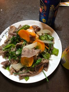 Hình của món Gân bò xào thập cẩm.