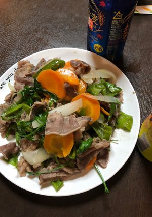 Hình của món Gân bò xào thập cẩm.