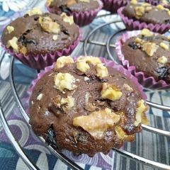 A picture of Walnut Brownie cupcakes.