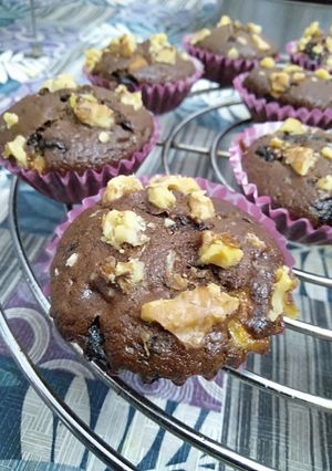A picture of Walnut Brownie cupcakes.