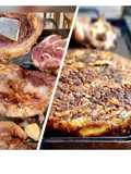 Chuletas con Salsa Barbacoa y Tortilla de Papas