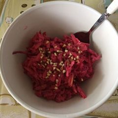 Apple beetroot salad A picture of Apple beetroot salad.