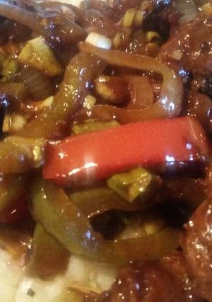 A picture of H1 Sausage & Peppers w/ Ranch Mashed Potatoes.
