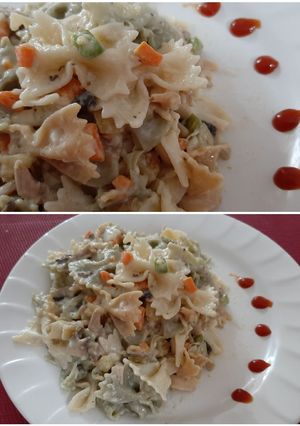 عکسی از دستور سالاد ماکارونی با سس سفید
