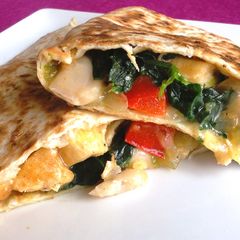 A picture of Chicken, Spinach And Cannellini Bean Quesadillas.