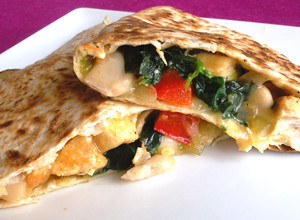 A picture of Chicken, Spinach And Cannellini Bean Quesadillas.
