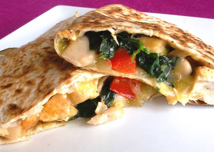 How to Make Homemade Chicken, Spinach And Cannellini Bean Quesadillas