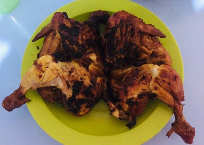 Ayam bakar bumbu rujak dengan Susu